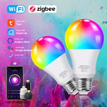 18W 15W WiFi Smart Lamp E27 RGB Tuya LED Lambi Tööd Alexa/Google Kodu hääljuhtimine Zigbee 3.0 Versiooni Rummu Vaja