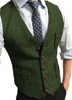2022 Armee Roheline Meeste Särgid Kalasaba Tweed Vintage Ülikonna Vest Varrukateta Jope eritellimusel tehtud Ametlik Talvel Äri Riided