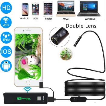 2MP 1080P Traadita WIFI Mikroskoobi USB HD Dual Lens Endoscope Kontrolli Borescope Kaamera 3in1 Otoscope 3M