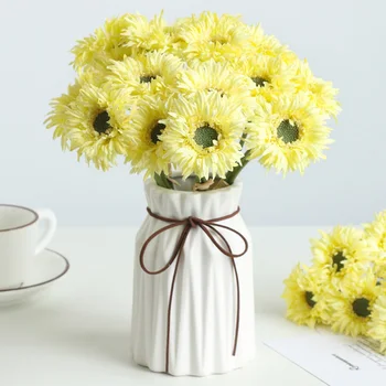 3 Oksad, Raion Chrysanthemum Euroopa Elutuba Kaunistamiseks Pulmad Sügisel Väike Värske Kimp Võltsitud Lilled