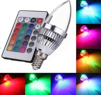 30pcs/50tk E14 B22 3W RGB Küünal Lamp, LED-16 Värvi muuta LED RGB Tähelepanu keskpunktis Lamp 85-265V koos puldiga