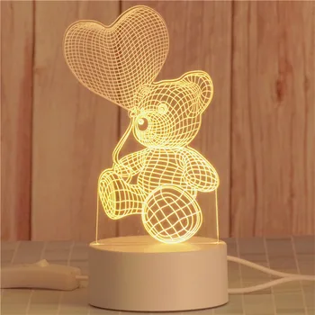 3D Lamp Südame-kujuline Õhupall Akrüül LED Night Light Dekoratiivsed Tabel Lamp sõbrapäeva Magus süda Naise Kingitus Romantiline kingitus