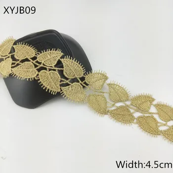 4,5 CM Laius 5Yards Gold Lace Lehe Lindi Glitter Heegeldatud DIY Käsitöö-Õmblemine Tarvikud