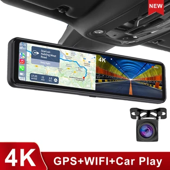 4K 3840*2160P 12 Tolline Kriips Cam Dual Lens Car DVR Kaamera, WIFI, GPS Auto mängida Dashcam Ees ja Taga Night Vision Video Recorde