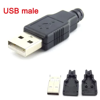 5/10tk 4 Pin USB 2.0 Type A Male-Pesa ühendage Pistik adapter Musta plastikkate Jootma Tüüp DIY-Liides L19