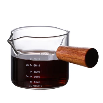 60/75ml kuumakindel Klaas mõõtekork Asjandus Espresso Kohvi Väike Piim Kohv Tassi Topelt suuga Unts Cup