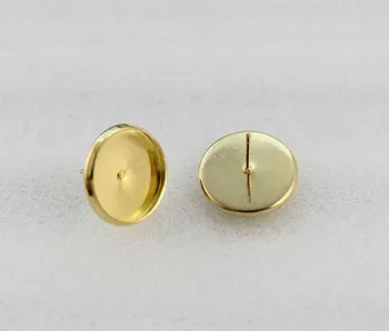 60PCS Kuldne 8mm Ring kivi ümber Seadistus Kõrvarõngas Pin-Naastud #23143