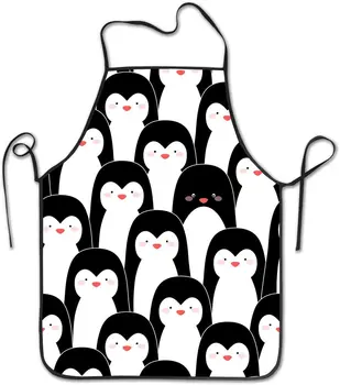 Armas Must-Valge Pingviin Reguleeritav Rinnatüki Põll, Pestav Unisex Toiduvalmistamis Köök Põlled ette Kokk