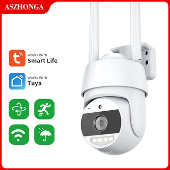 ASZHONGA 4MP Tuya IP-Kaamera Nutikas Elu Wifi videovalve Kaamera Nägemine kahesuunaline Audio PTZ Väljas veekindel Automaatne Jälgimine