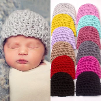 Baby Kootud Sügisel ja Talvel Soe Väikelapse Müts Baby Laste Villane Müts (Solid Color Beanie Mütsid Tüdrukud Poisid 0-2 aastat