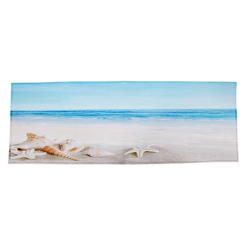 Blue Ocean Meritäht Conch Shell Beach Puhkus Mereäärne Maastik Meremiili Teema Print Polüester Kummist Anti-Skid Vannituba Matid Vaibad