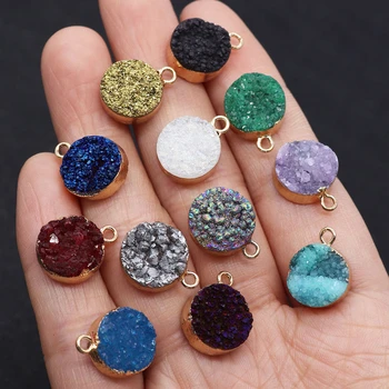 Erinevad Värvid, Looduslik Kivi Ring, Ma Murtud Serv Crystal Ripats Ehted Tarvikud Õrn Daamid Vintage Trend 12x15mm