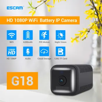 ESCAM G18 1080P Full HD Laetav Aku PIR Alarm WiFi IP Kaamera, kahesuunaline Audio