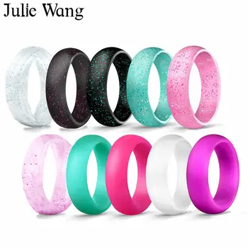 Julie Wang 1Set(7TK) 5.7 mm Laius Lihtne Silikoon Värviline Rõngas Kanda Moe-Pool Naised Pulm Kingitus Kokteil Rõngad Litrid