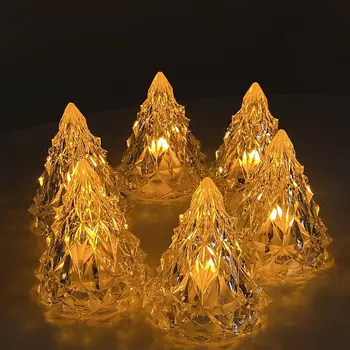Jõulud Puu Kuju Laua Lamp Kristall Teemant Laualamp Mini Öö Valgus Soe/Valge Valgus Küünal Atmosfääri Lambid