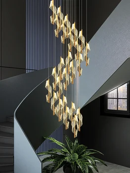 Kaasaegne LED Trepikoda Lühter elutuba Villa Hall Valgus Luksus Pikk Rida Spiraal Duplex Hoone Põhjamaade Lihtne Lühter