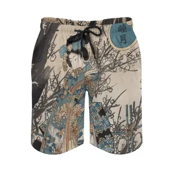Klassikaline Vintage Ukiyo-E Jaapani Kunst Geisha Portree Meeste Beach lühikesed Püksid Pardal Lühikesed Bermuda Surfamine Ujuda lühikesed Püksid Classic