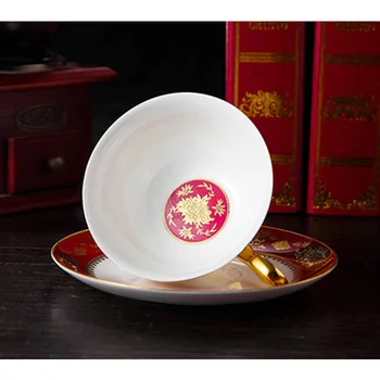 Kullatud Äär Luu Hiina Kohvi Tass Alustass Briti Vintage Portselan Punane Teacup Komplekt Komplekt 200ml QualityCeramic Kruus Lääne Drinkware