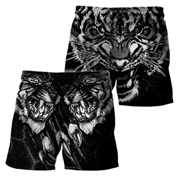 Mens Elastne Vöökoht lühikesed Püksid Tiger Seeria Tätoveering 3D Print Suvel Rannas Püksid Unisex Streetwear Harajuku Vabaaja Kiire Kuiv Baggys 2
