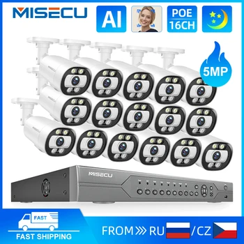 MISECU 16CH NVR 5MP valvekaamerad Süsteem 2-Way Audio Väljas Veekindel IP Security Camera Kit NVR Set P2P