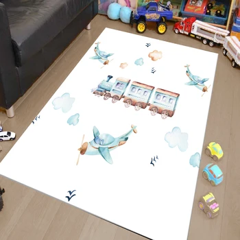 Mujal Taevas Pilved Sinine Airplain Rong 3d Print Anti Slip Microfiber Laste Baby Kids Room Dekoratiivsed Ala Vaip Vaip Vaip