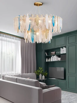 Postmodernistlik kerge, luksuslik elutuba klaasist kristall-lühter Põhjamaade magamistuba, söögituba uuring loominguline disainer villa hall lamp
