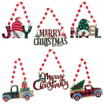 Puidust Pärlitega Veoauto Kaunistused Vintage Punane Veoauto Jõulud Decors Jõulud Kaunistused Punane Veoauto Christmas Tree Teenetemärgi Puit