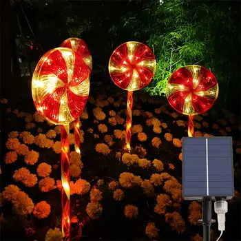 Solar LED Jõulud Stick Valgus String Komm Punane Outdoor Indoor Garden Garden Teenetemärgi Valgus