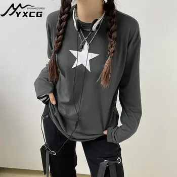 Star Prindi Kawaii Y2K Pullover T-Särgid Naistele Erinevalt Segast Harajuku Riideid Täis Varrukas Pikk Higistamine Tops Ropa De Mujer
