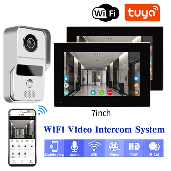 Tuya Smart Wifi Video Uksekell Kodu Intercom Telefon 1080P RFID-Traadita Ukse Vaataja Kaamera Intercom 7 tolline Ekraan Algatusel Rekord