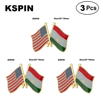 U. S. A. & Tadžikistan Sõprus Lipu Rinnamikrofon Pin Lipu embleem Sõle Sõrmed Märgid 3tk Palju