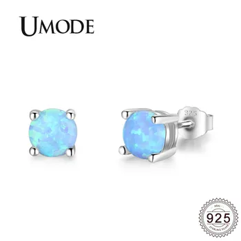 UMODE Uus Mood 925 Silver Blue Opal Kõrvarõngad Naistele, Valge Kuld Naastud Ring Opaal Ehted ALE0482