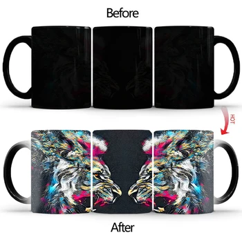 Uusim disain Värvus tiiger kohvi kruus Magic Mug Keraamilised Kruusid BSKT-235 soojuse Värvi muutmine tee tassi kingitus