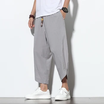 Y2K Pluss Suurus Puuvillast Voodipesu Haaremi Püksid Mens Jogger Püksid 2023 Pahkluu Pikkus Meeste Vabaaja Suvel Jälgida Püksid Püksid Streetwear